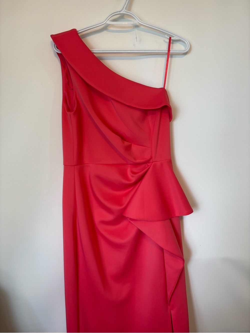 Eliza J One-Shoulder pink-Red Ruffle Cocktail Dress